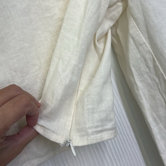 Forever 21 - Ivory Linen Blend Puffed Sleeve Heart Neckline Crop Size Medium - Picture 9 of 11